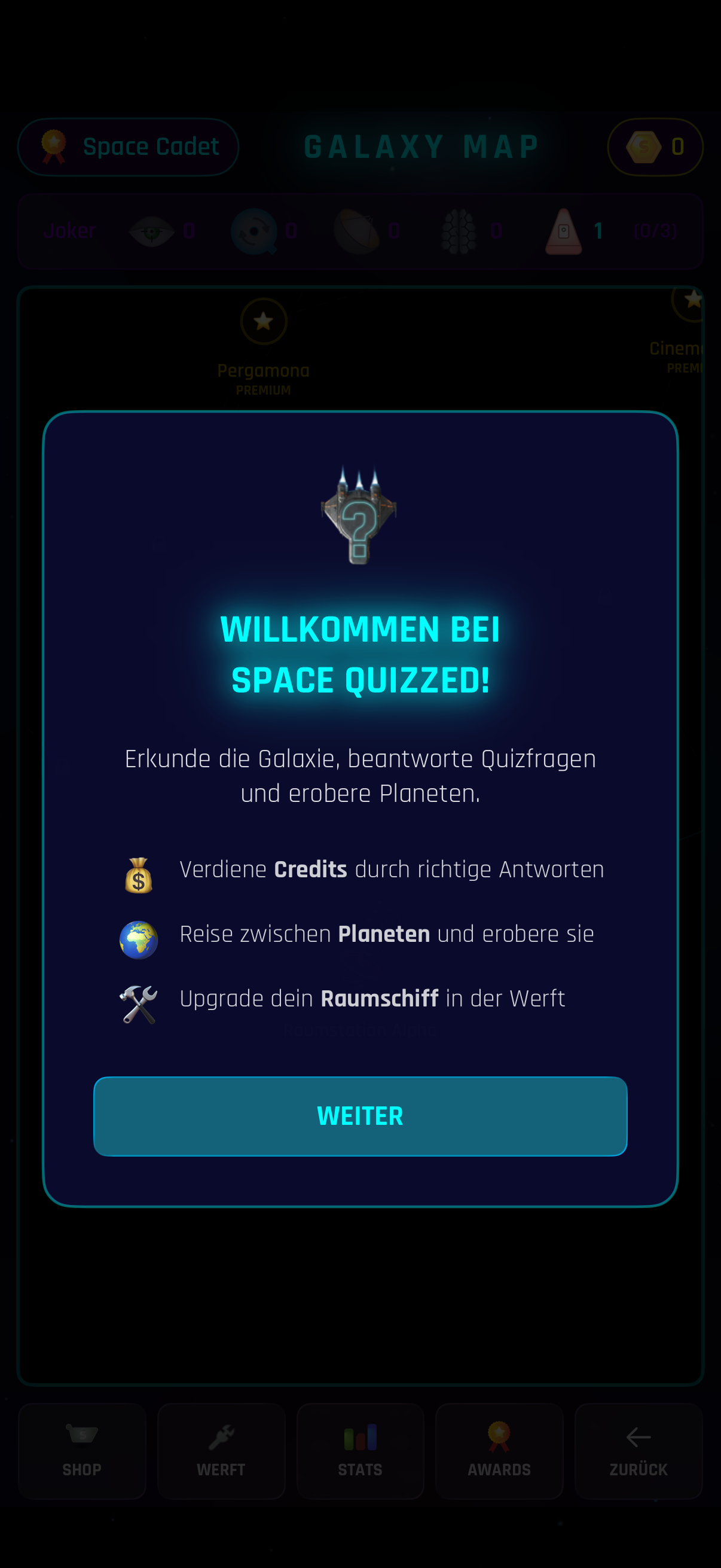 Willkommen bei Space Quizzed